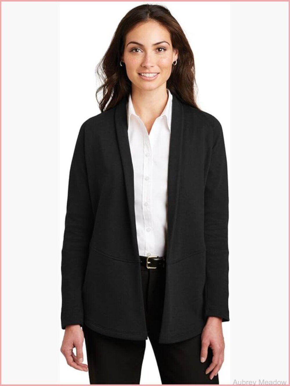 Lightweight Open-Front Cardigan with Pockets, Cotton Blend Layering Sweater